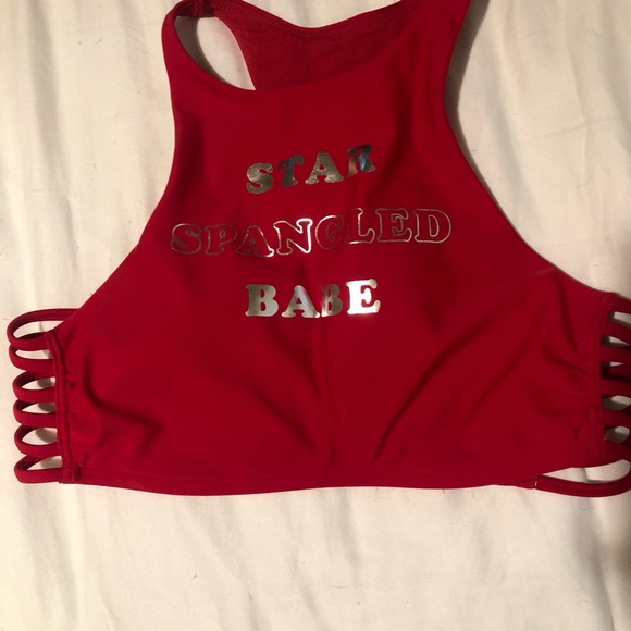 America Star Spangled Babe Swim or Crop Top USA - Picture 2 of 6